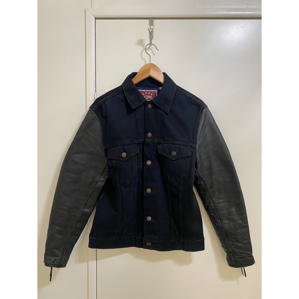 Levi’s denim jacket with leather lined sleeves